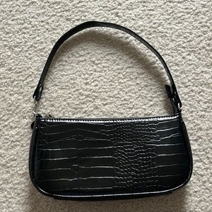 Black faux crocodile leather bag